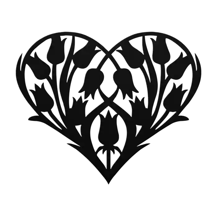 Love Tulip Heart Metal Sign