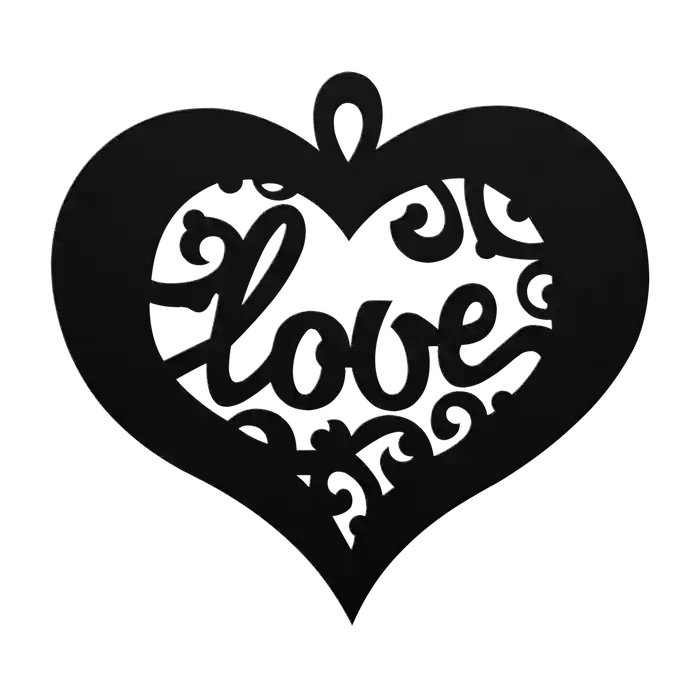 Love Word Knockout Heart Metal Sign