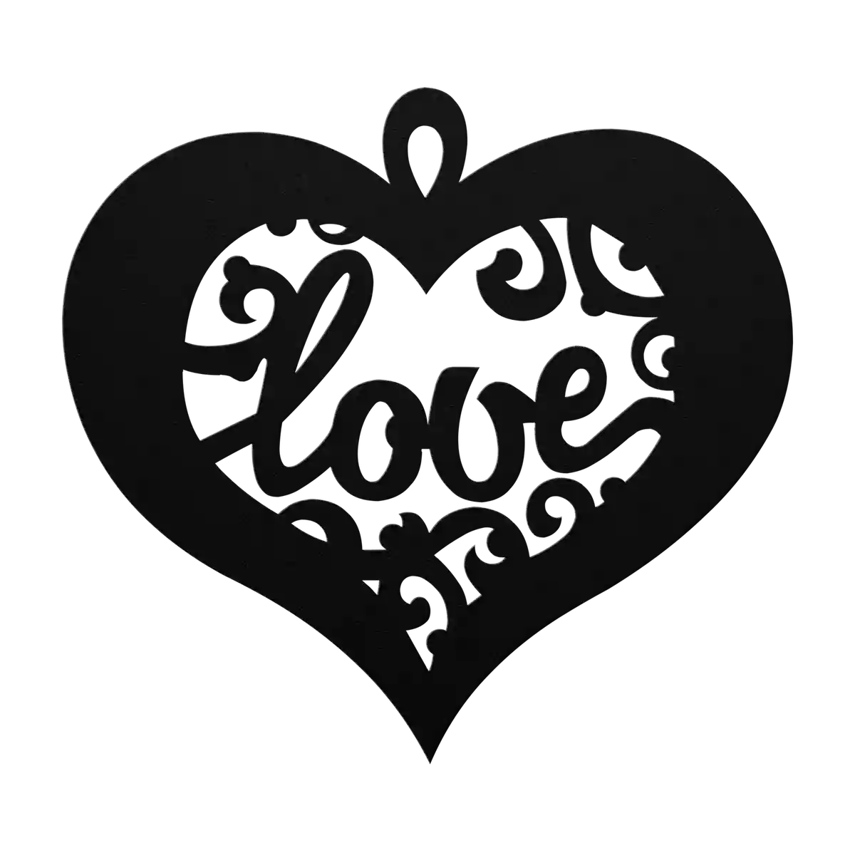 Love Word Knockout Heart Metal Sign