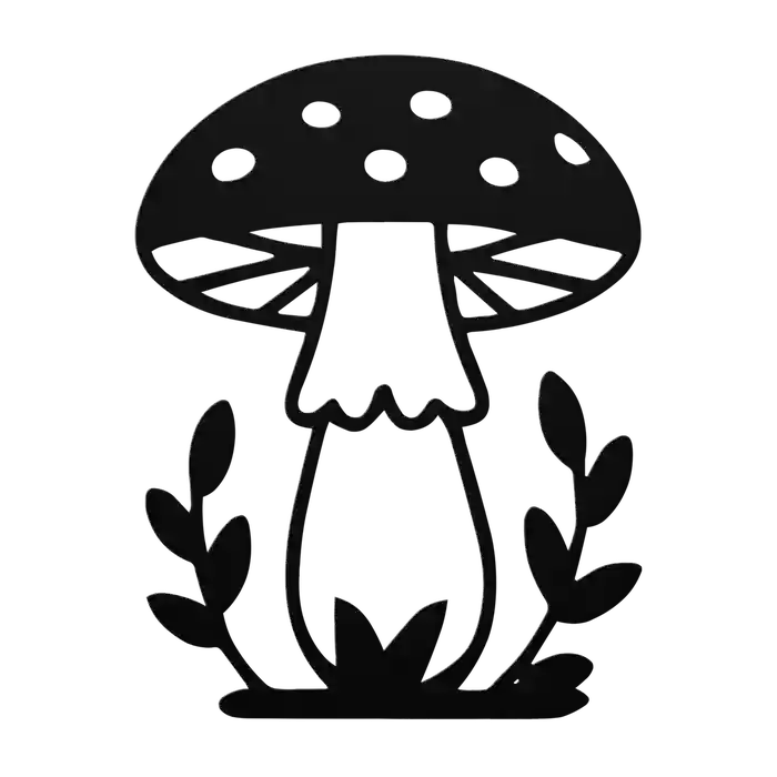 Mushroom Bead Leaf Sprigs Metal Sign