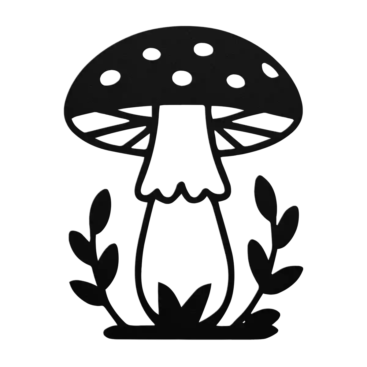 Mushroom Bead Leaf Sprigs Metal Sign