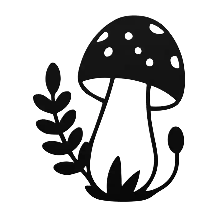Mushroom Fern and Bud Metal Sign