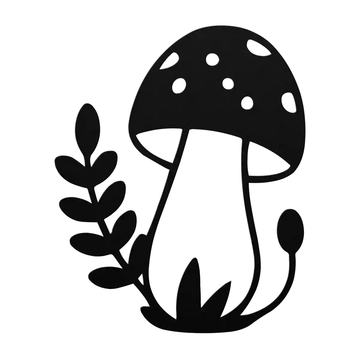 Mushroom Fern and Bud Metal Sign