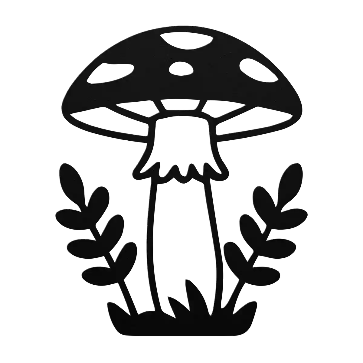 Mushroom Fern Sprigs Metal Sign