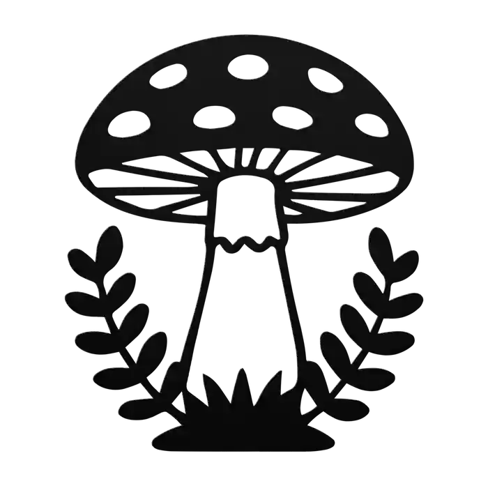 Mushroom Fern Wreath Metal Sign