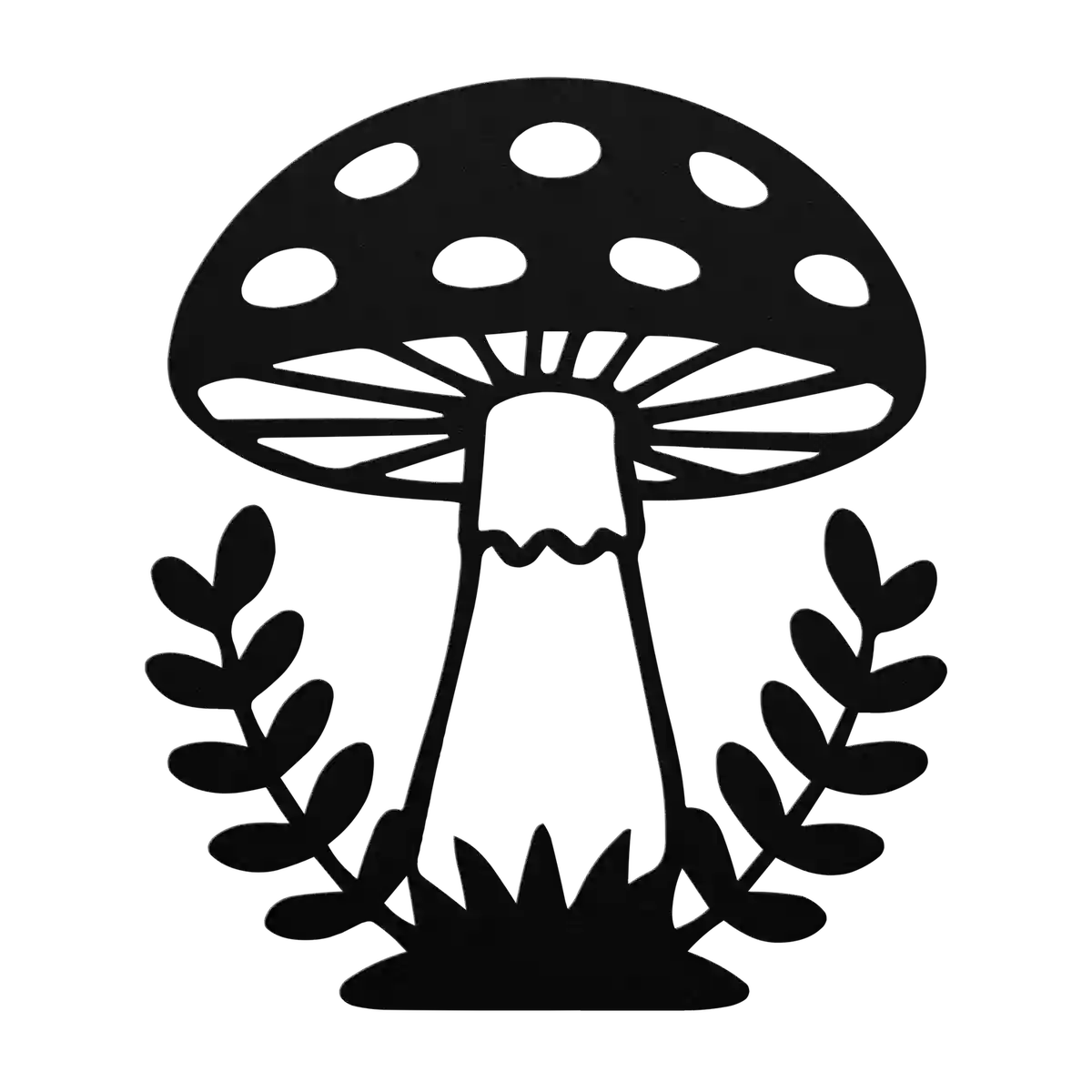 Mushroom Fern Wreath Metal Sign