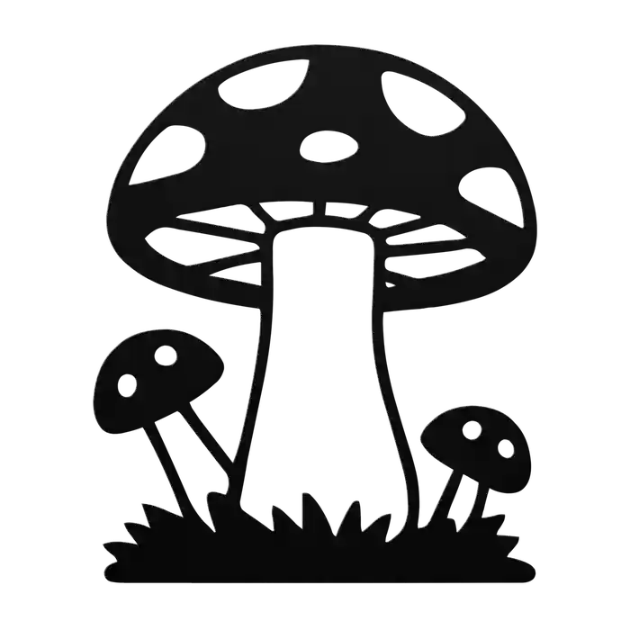 Mushroom Grassy Twins Metal Sign