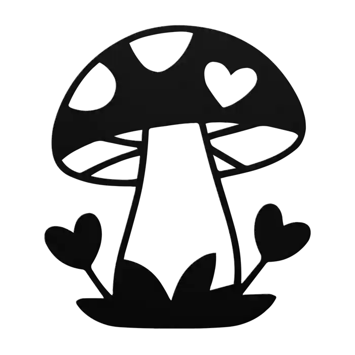 Mushroom Heart Spot Metal Sign