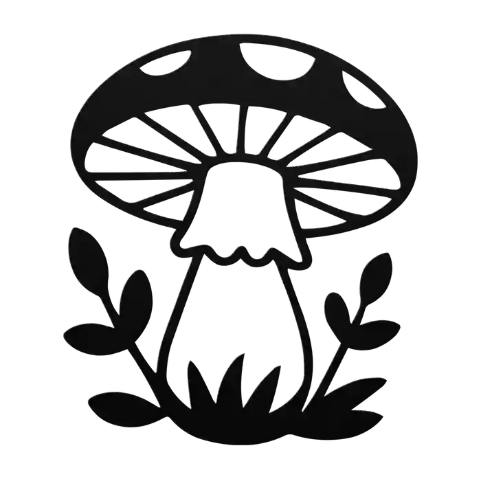 Mushroom Leafy Base Metal Sign