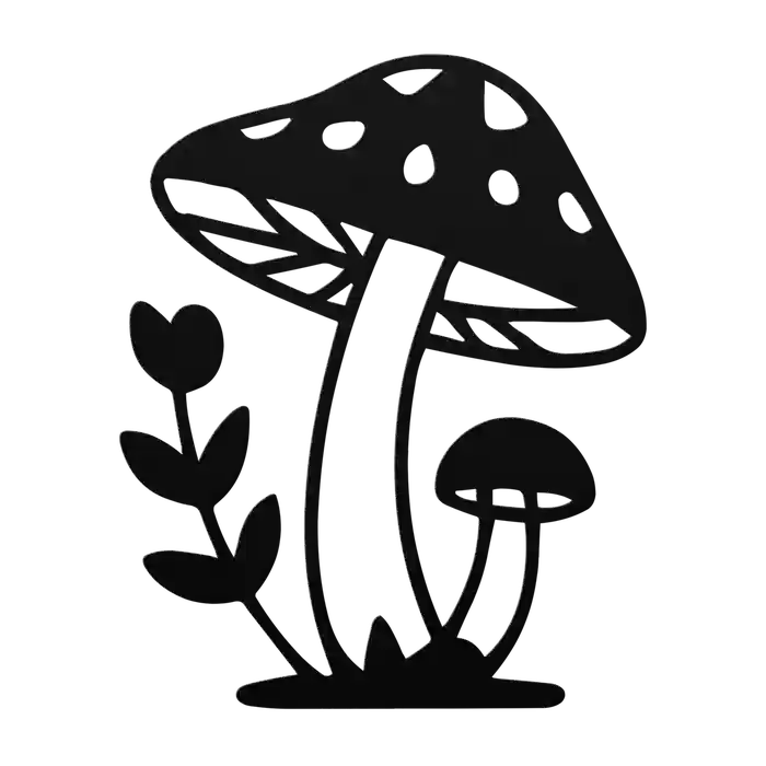 Mushroom Leaning Cap Metal Sign