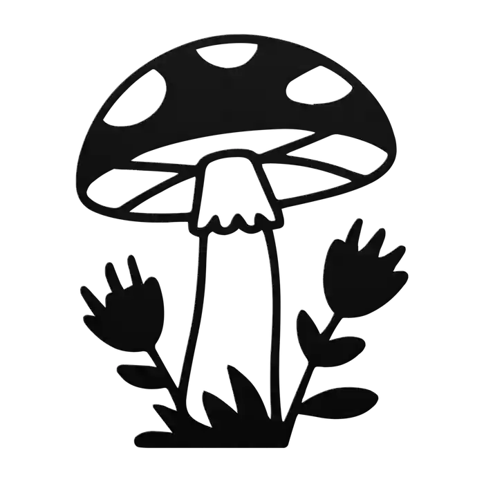 Mushroom Open Tulips Metal Sign