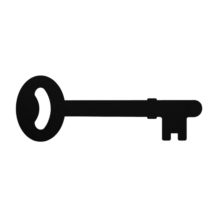 Skeleton Key Crescent Bow Metal Sign