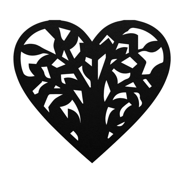 Tree of Life Angular Heart Metal Sign
