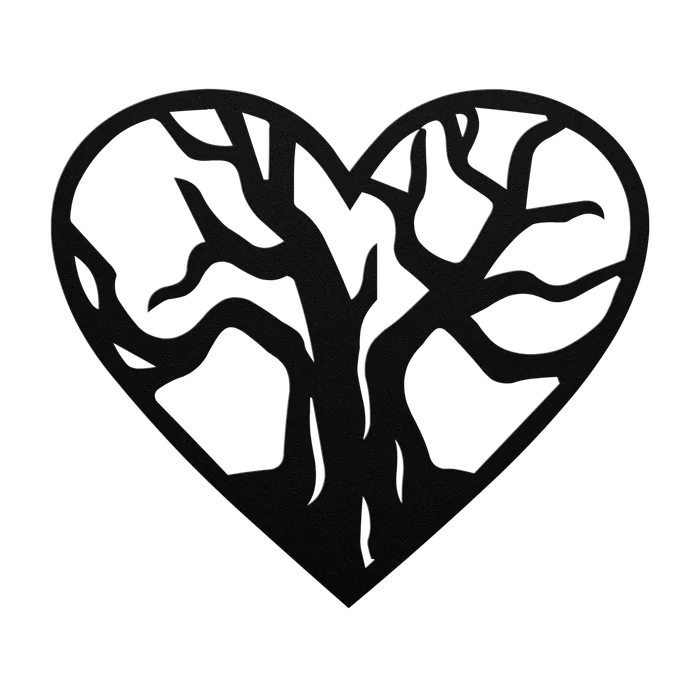 Tree of Life Bare Branch Heart Metal Sign