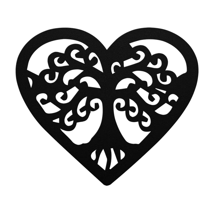 Tree of Life Scrolled Heart Metal Sign